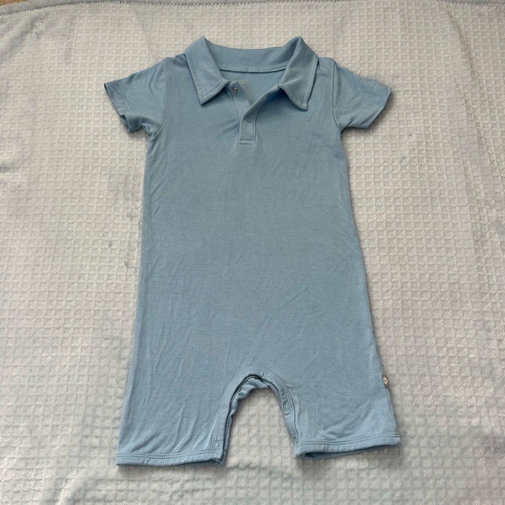 Kyte Baby Polo Shortall Romper 3T Periwinkle
